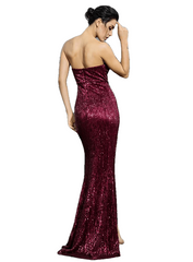 Sexy Ladies' V-neck Sleeveless Resilient Long Dresses With Sequin