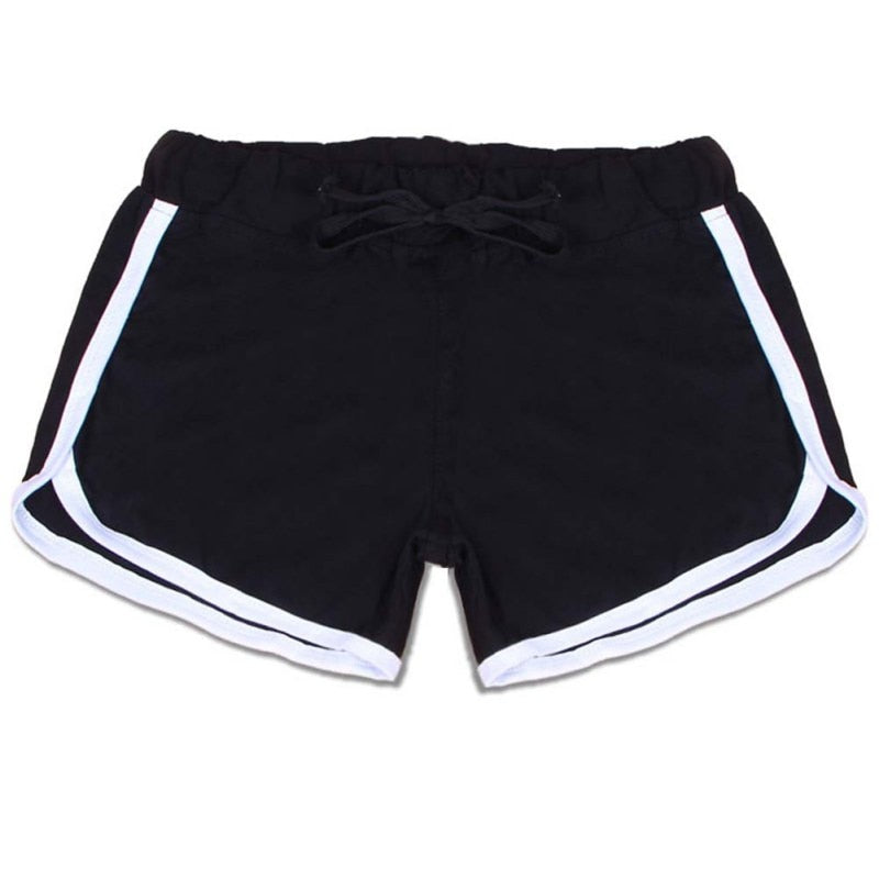 Esportes Fast Drying Drawstring Women Shorts Casual Anti Emptied Cotton Contrast Elastic Waist Correndo Short Pants - Sheseelady