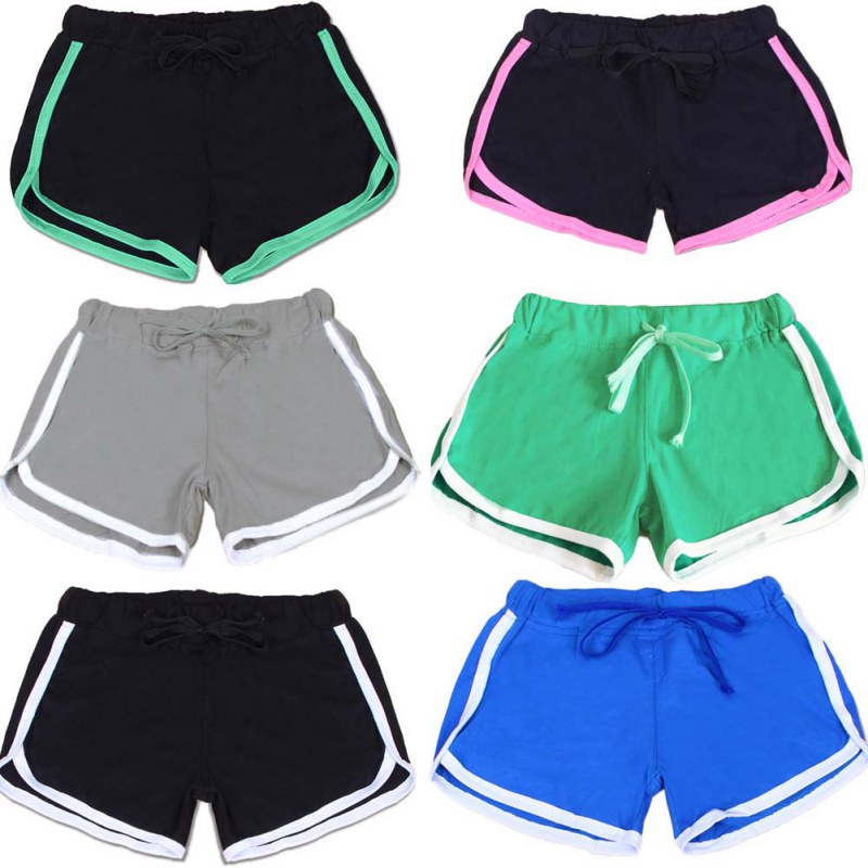Esportes Fast Drying Drawstring Women Shorts Casual Anti Emptied Cotton Contrast Elastic Waist Correndo Short Pants - Sheseelady