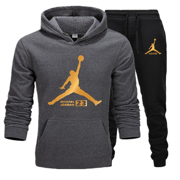 New Tracksuit Men Sportswear Set Fleece Hoodie Suit Jordan Letter Print Hombre Spring Autumn Winter Hoodie+Pants