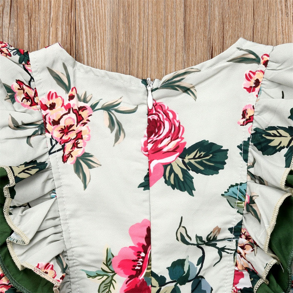 Newborn Infant Baby Girl Floral Long Sleeve Party Dress