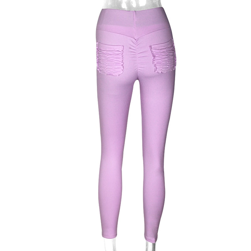 Trendy Sexy Women's High Waist Push Up Fitness Leggings With Pockets