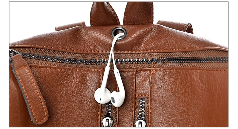 New Pu Leather Large Capacity And Multi-Function Casual Backpack
