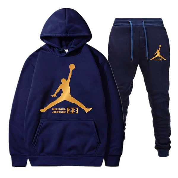 New Tracksuit Men Sportswear Set Fleece Hoodie Suit Jordan Letter Print Hombre Spring Autumn Winter Hoodie+Pants
