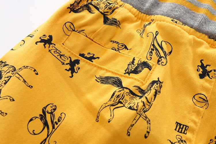 Cartoon Printed Horse Summer Shorts For Unisex Kids - Sheseelady