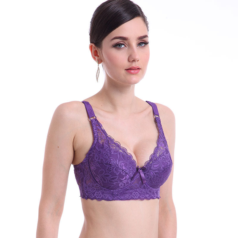 Plus Large Big Size Lace Bras For Women'S Bralette Bh Underwear Sexy Lingerie Super Push Up Brassiere Girl Minimizer Deep V