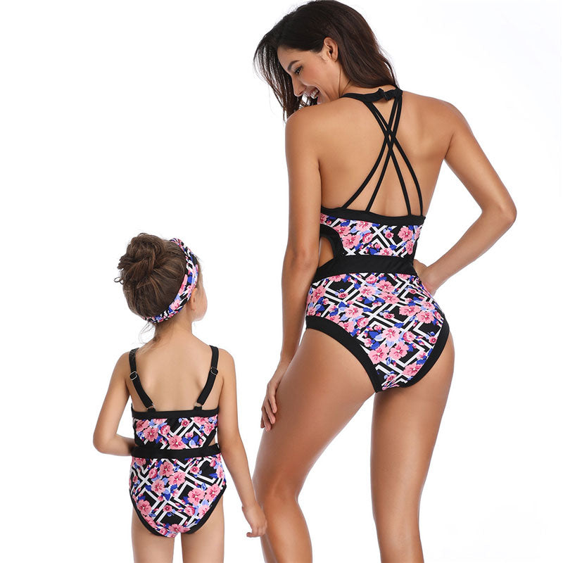 Floral Printed Clothes For Mother Daughter And Swimwear Bikini