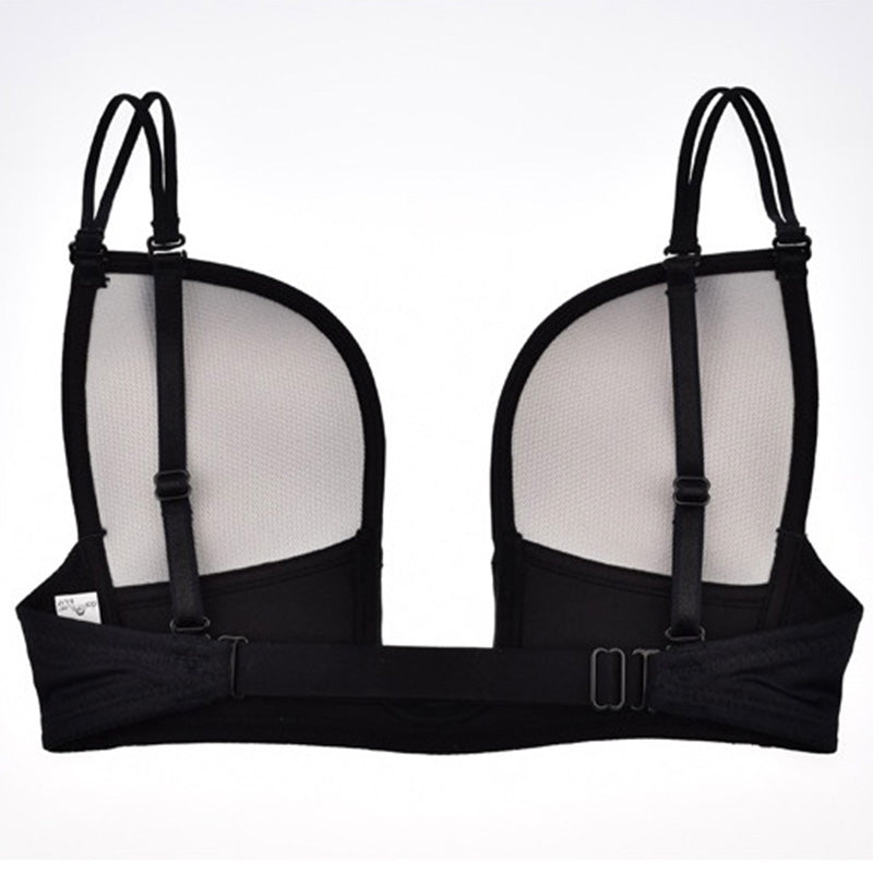 Formal Dress All-Match Sexy Invisible Women'S Underwear Bra Convertible Straps Solid Deep Unlined Plunge U Shape Push Up Bras - Sheseelady