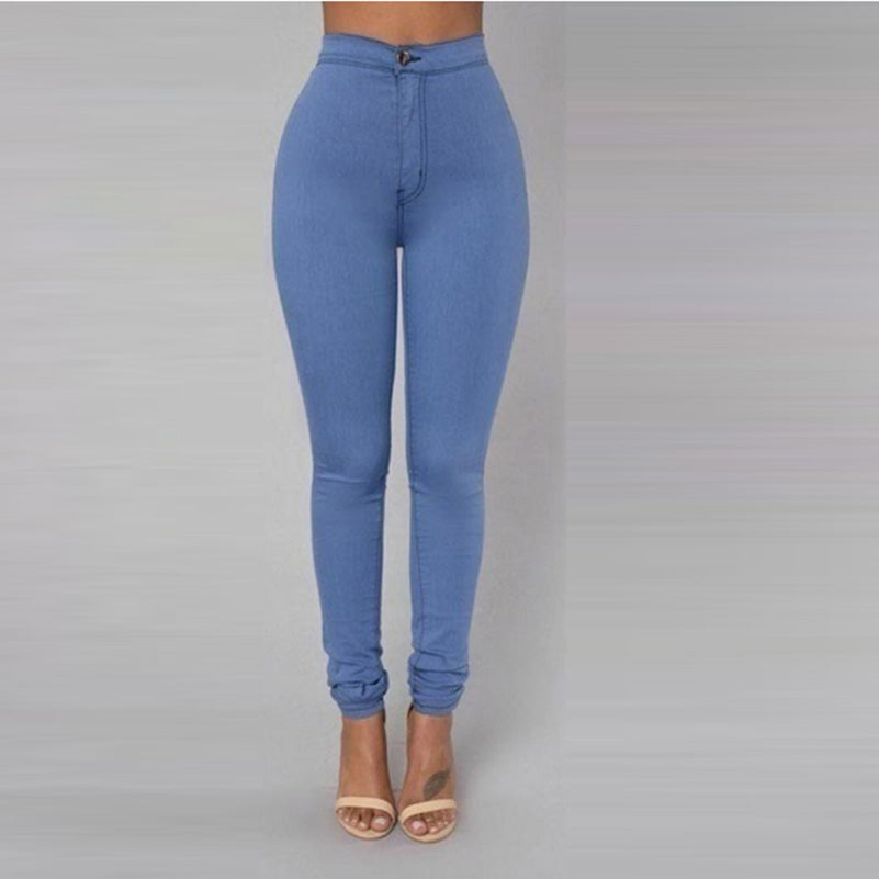 Vintage Casual Women's High Waist Skinny Jeans Candy Color