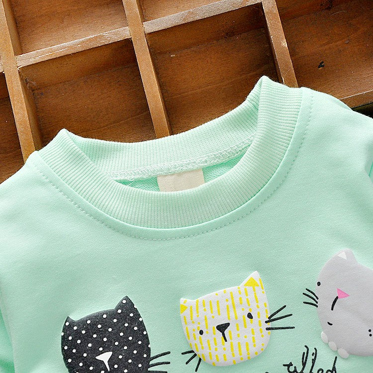 6 Cats Long Sleeves Sweater Girls Kids T-Shirt Clothes - Sheseelady