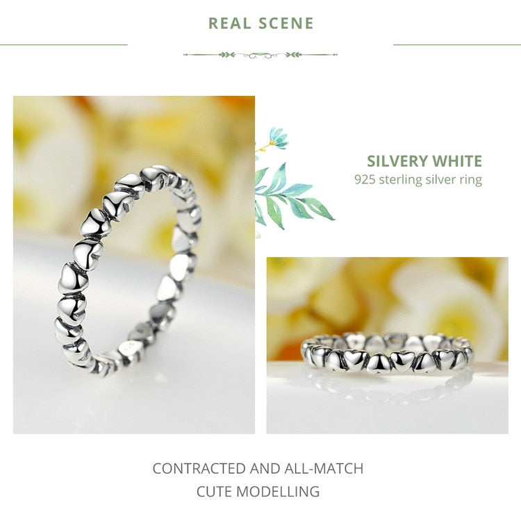 925 100% Solid Sterling Silver Forever Love Heart Finger Ring Original Jewelry Gift Global Shopping Festival - Sheseelady