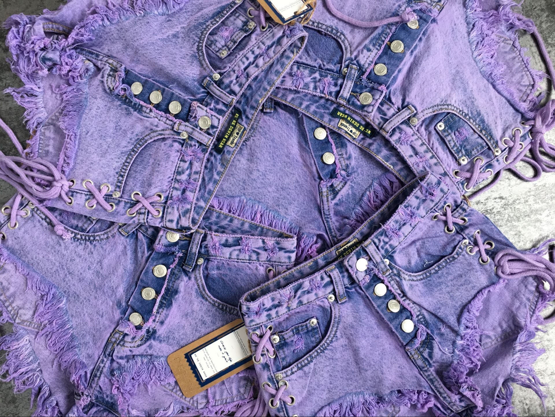 Highwaisted Mini Jeans Shorts Women Both Side Tie Mini Short Sexy Denim Shorts Jeans - Sheseelady