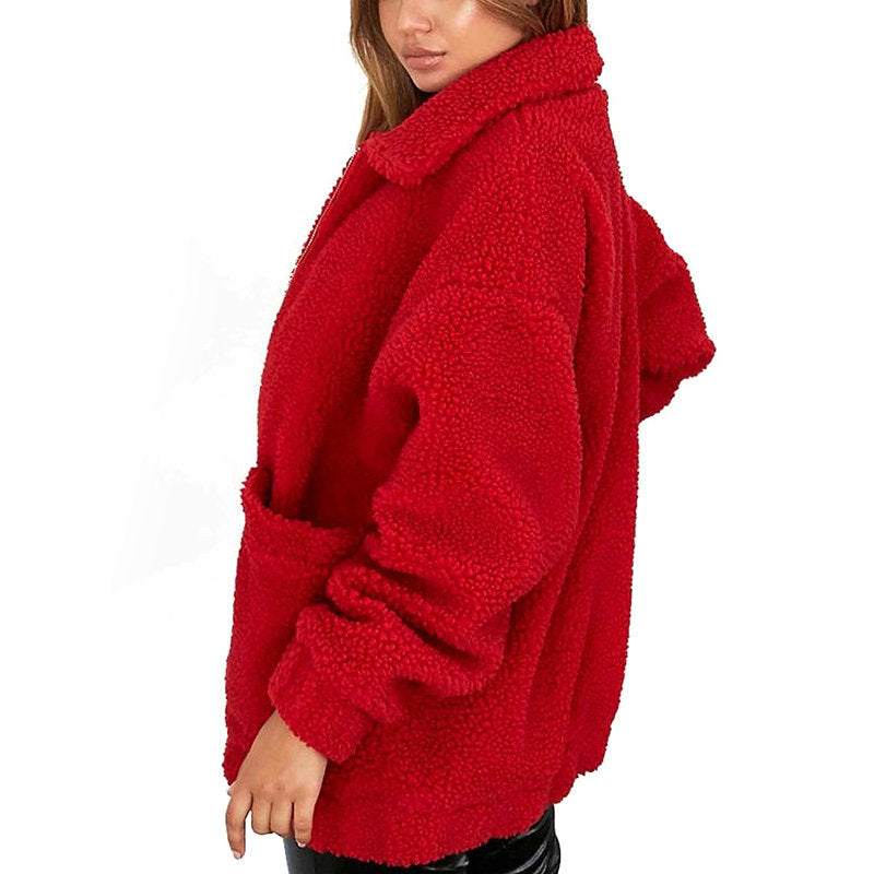Elegant Faux Fur Coat Women Autumn Winter Warm Soft Zipper Fur Jacket Female Plush Overcoat Casual Outerwear - Sheseelady