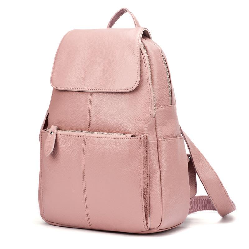 Casual High Quality Ladies‘s Soft Genuine Leather Schoolbag With Large Capactity