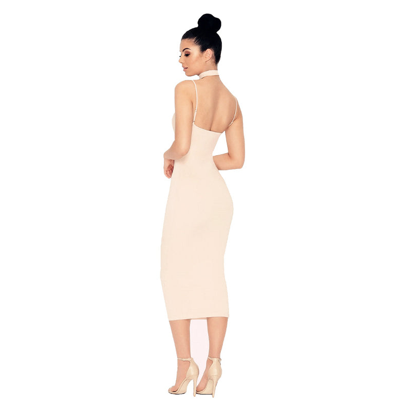 Double Layers Cotton Bodycon Midi Tight Party Dress - Sheseelady