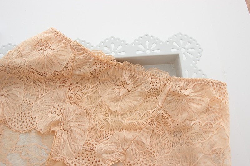Sexy Hollow Out Floral Embroidery Lace Briefs Women With L-5Xl For Ladies
