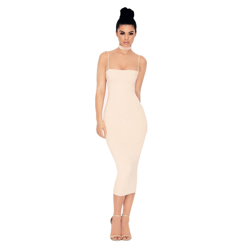 Double Layers Cotton Bodycon Midi Tight Party Dress - Sheseelady