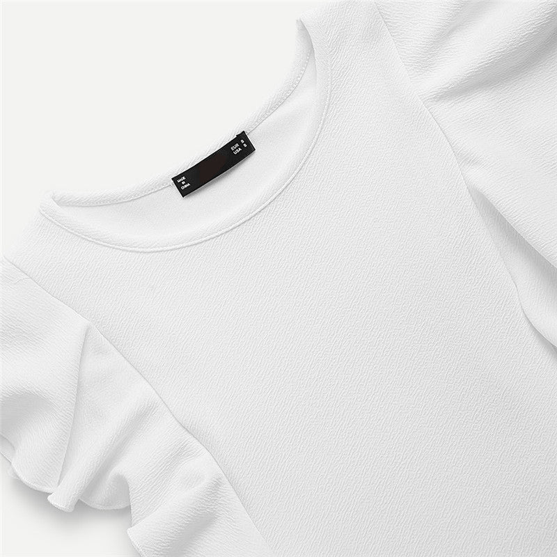 Black Ruffle Cute Textured Bodysuit Women White Cap Sleeve Slim Summer Bodysuits Fashion New Sexy Brief Skinny Bodysuit - Sheseelady