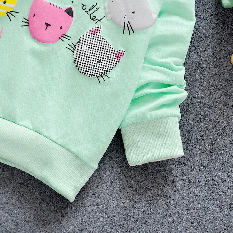 6 Cats Long Sleeves Sweater Girls Kids T-Shirt Clothes - Sheseelady