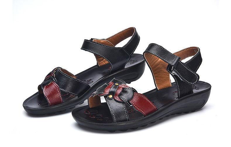 Casual Genuine Leather Sandals Women Wedge Sandals Platform Summer Shoes Ladies Sandalias Beach Shoes Chaussures Femme - Sheseelady