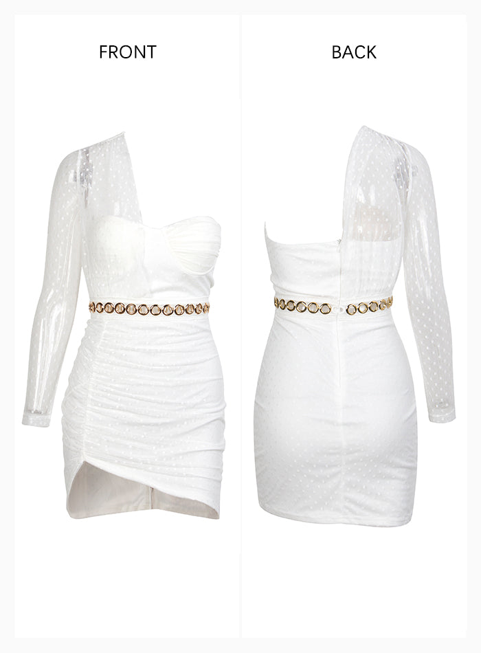 Elegant Sexy Ladies' Strapless Pleated Tube Dress For Party White
