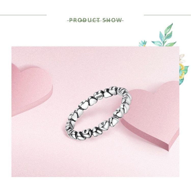 925 100% Solid Sterling Silver Forever Love Heart Finger Ring Original Jewelry Gift Global Shopping Festival - Sheseelady