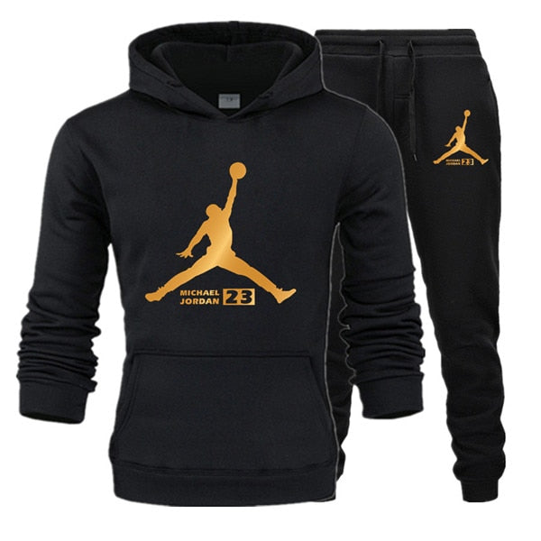 New Tracksuit Men Sportswear Set Fleece Hoodie Suit Jordan Letter Print Hombre Spring Autumn Winter Hoodie+Pants