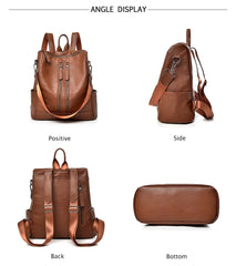 New Pu Leather Large Capacity And Multi-Function Casual Backpack