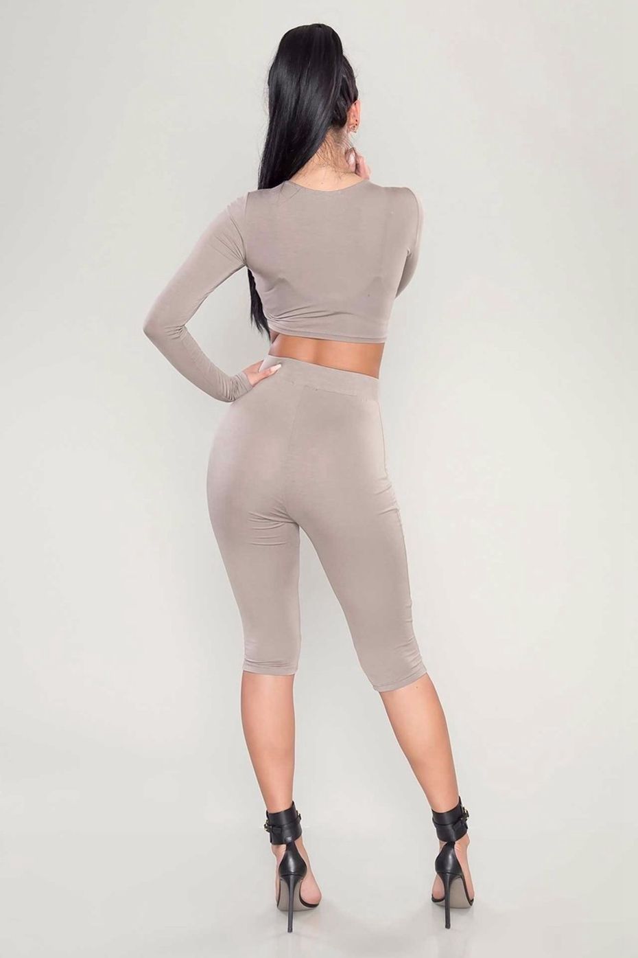 2 Piece Set Women Sexy Long Sleeve Top+Biker Shorts Track Suit Bodycon Tracksuit Casual Two Pieces Outfits Sweatsuit - Sheseelady