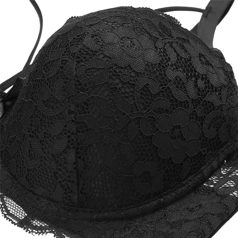 Bow Lace Bralette Brassiere Underwire Lingerie Racerback Floral Bras - Sheseelady