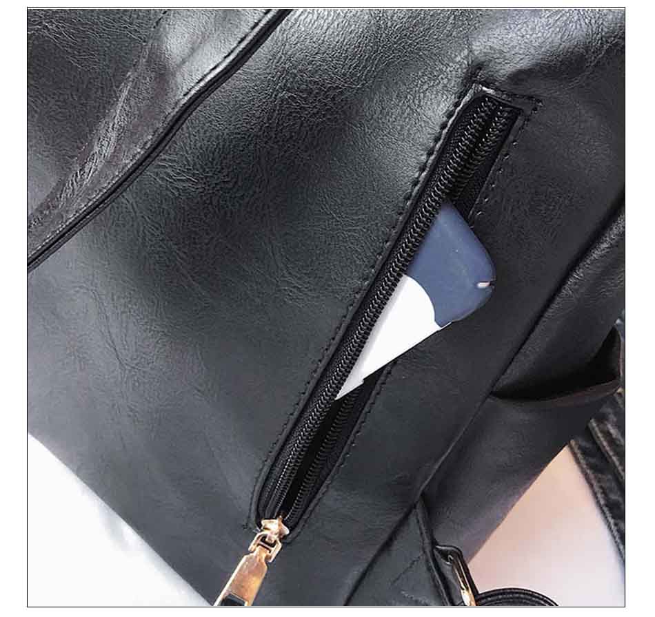 High Quality Pu Leather Rucksack Backpack With Silt Pocket - Sheseelady