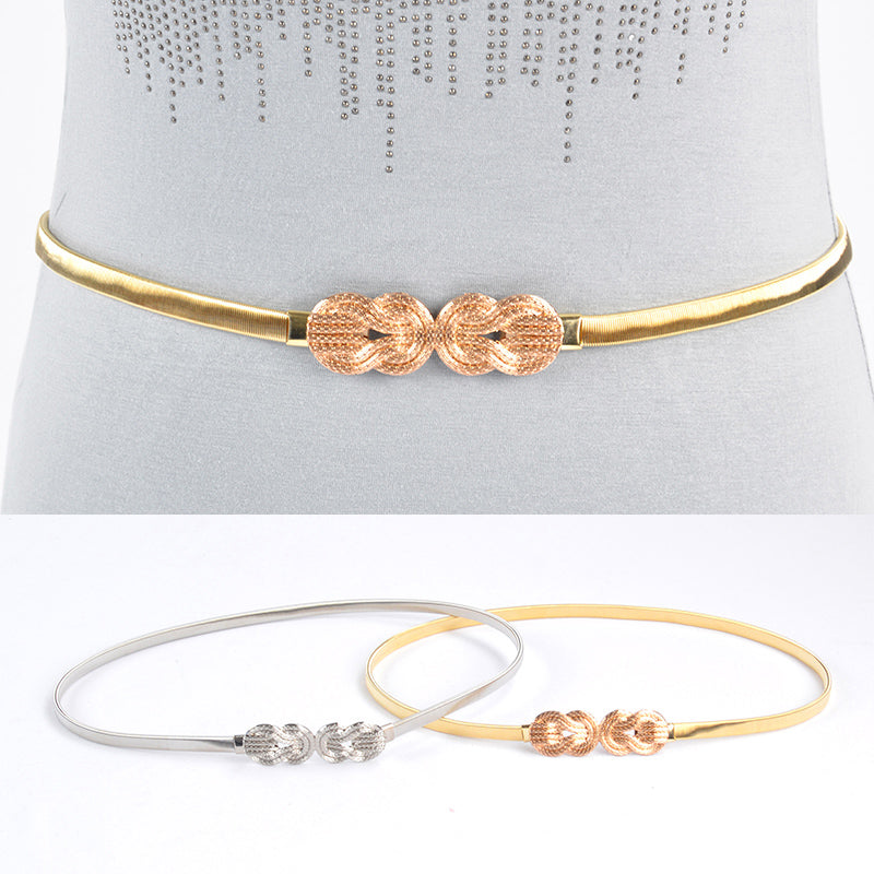 Flower Leaf Shape Wedding Designer Elastic Belts Women Girl Stretch Skinny Waist Belt Cummerbunds Metal Female Belt - Sheseelady