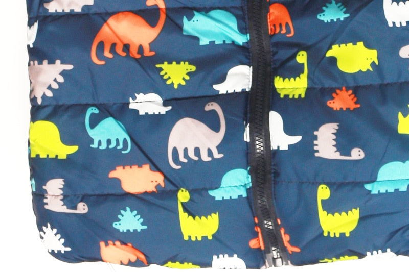 Cheaper Autumn Winter Warm Kids Vests For Boys Cartoon Rainbow Dinosaur Outerwear Sleeveless Hooded Jackets Gilet Baby Boy Coats - Sheseelady