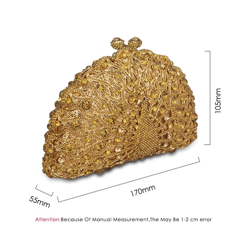 Gold Luxury Peacock Crystal Evening Bags Animal Clutch Designer Women Clutches Bridal Wedding Handbags Purses Party Bag