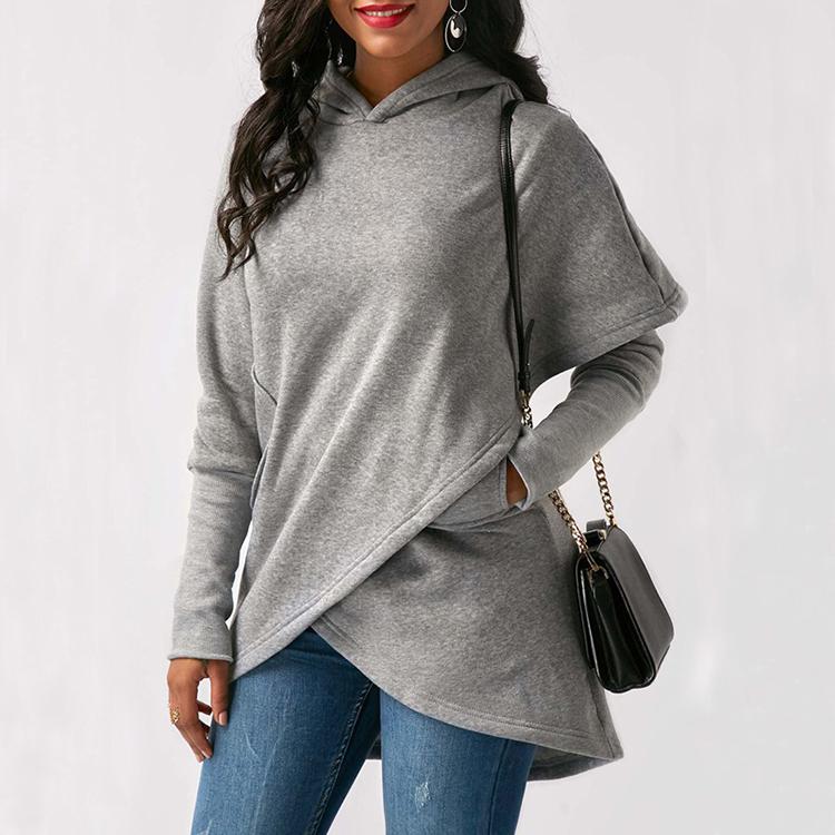 Leisure Ladies' Long Sleeve Sweatshirt With Pocket For Autumn Winter