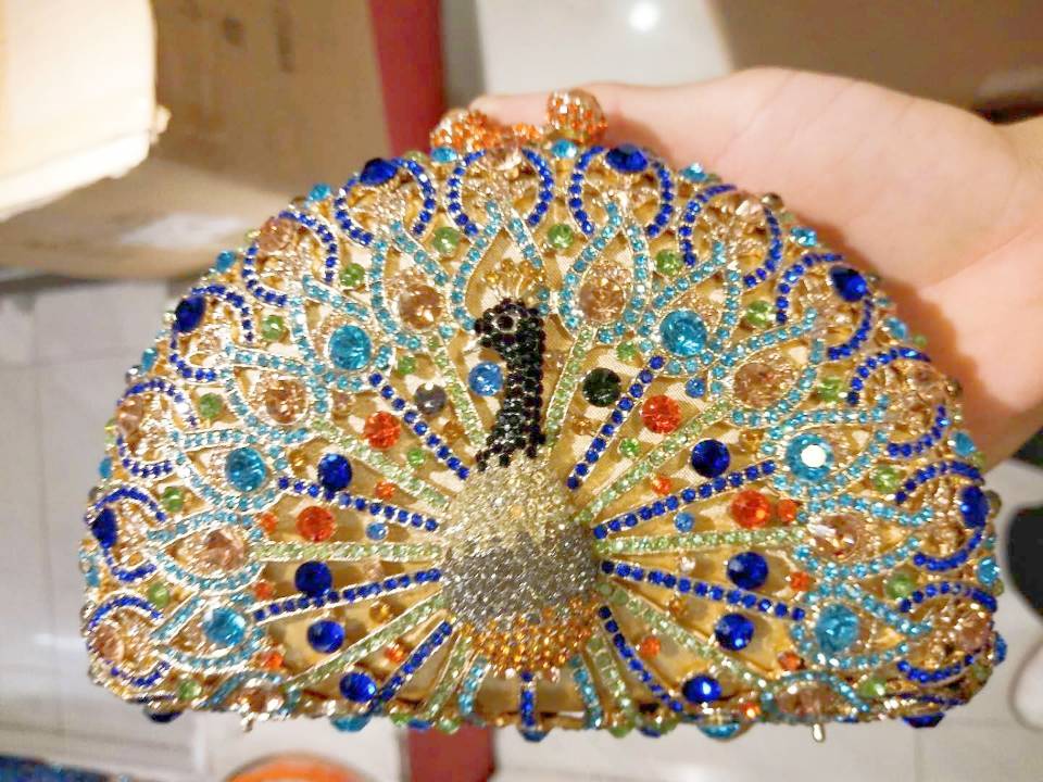 Gold Luxury Peacock Crystal Evening Bags Animal Clutch Designer Women Clutches Bridal Wedding Handbags Purses Party Bag