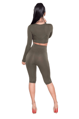 2 Piece Set Women Sexy Long Sleeve Top+Biker Shorts Track Suit Bodycon Tracksuit Casual Two Pieces Outfits Sweatsuit - Sheseelady