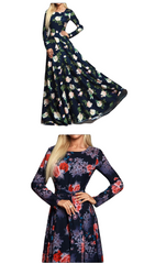 Elegant Robe Long Sleeve Printed Sexy Slim Party Dress For Women