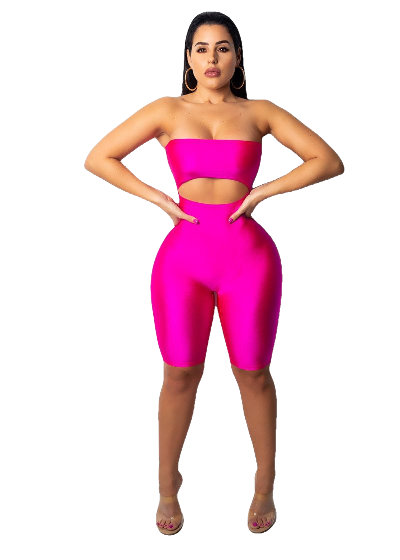 Sexy Women's Strapless Cutout Bodycon Playsuit For Party Club