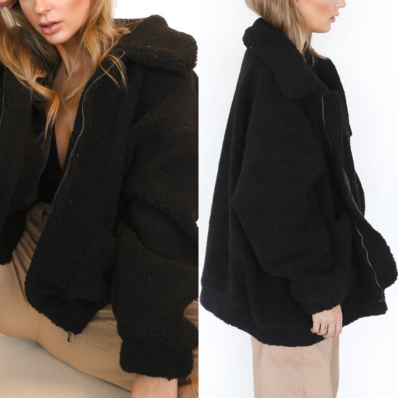 Elegant Faux Fur Coat Women Autumn Winter Warm Soft Zipper Fur Jacket Female Plush Overcoat Casual Outerwear - Sheseelady