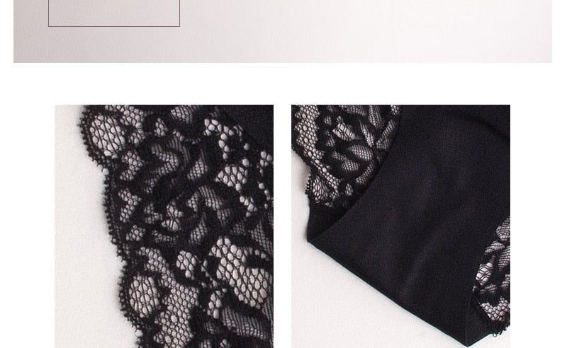 Sexy Ladies' Transparent Seamless Lace Panties With Embroidery Patterns