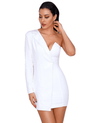 Sexy Female Single Side Long-Sleeved Micro-Elastic Party Dress