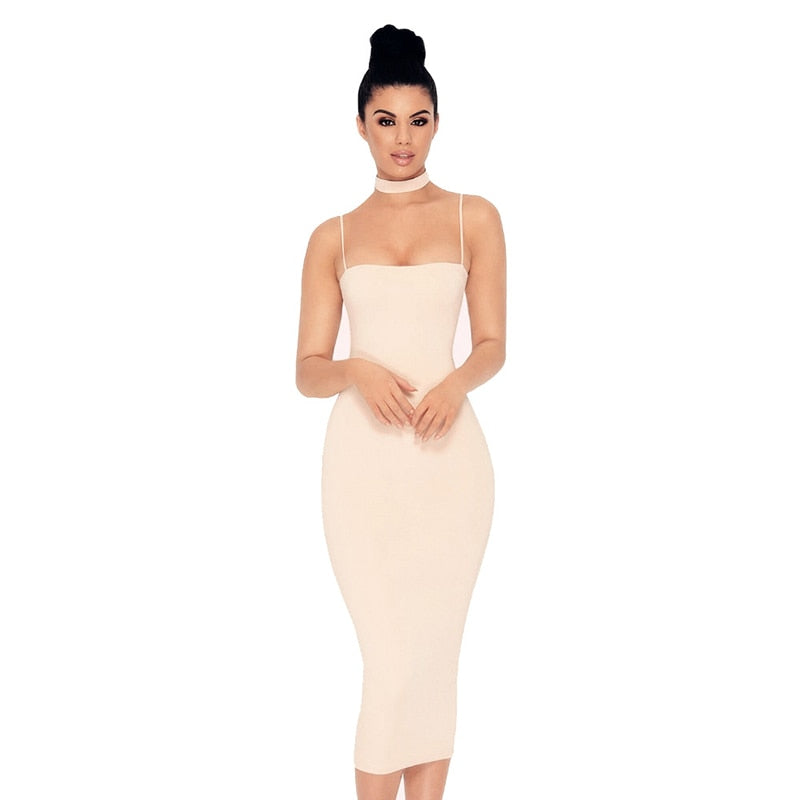 Double Layers Cotton Bodycon Midi Tight Party Dress - Sheseelady