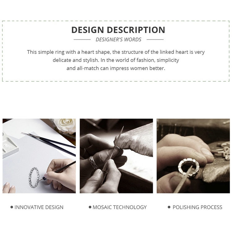 925 100% Solid Sterling Silver Forever Love Heart Finger Ring Original Jewelry Gift Global Shopping Festival - Sheseelady