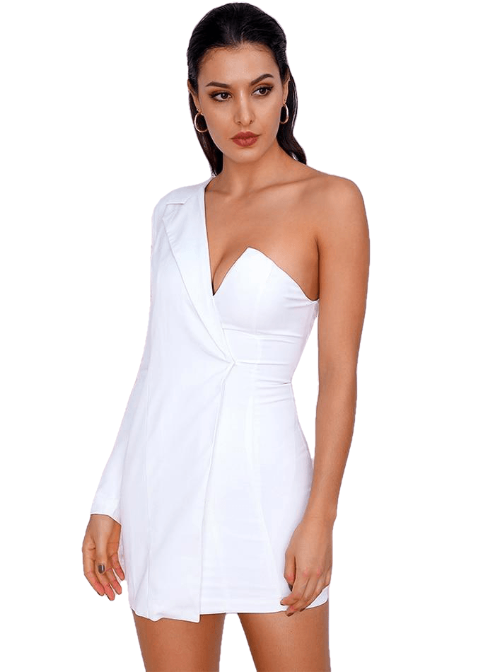 Sexy Female Single Side Long-Sleeved Micro-Elastic Party Dress