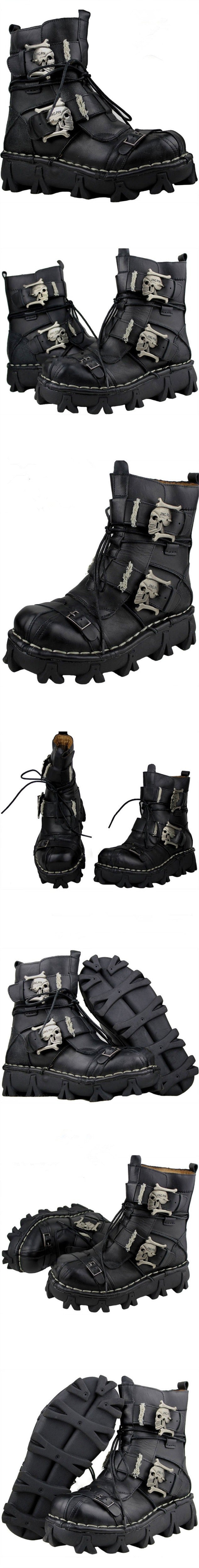 Men'S Cowhide Genuine Leather Motorcycle Boots