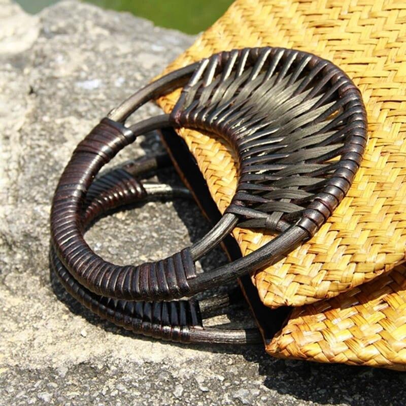 Vintage Women's Zipper Handmade Straw Bags