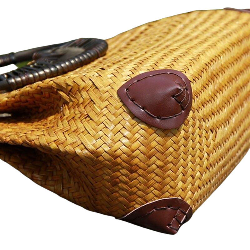 Vintage Women's Zipper Handmade Straw Bags