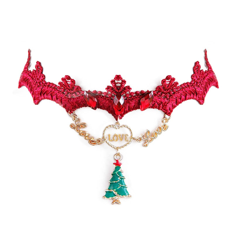 Burgundy Sexy Ladies' Lace Push Up Bra+Panties+Garter+Stockings+Necklace