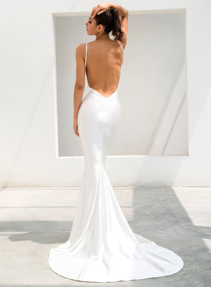 Flash Sexy Ladies' Deep V-neck Backless Slim Floor-length Dress